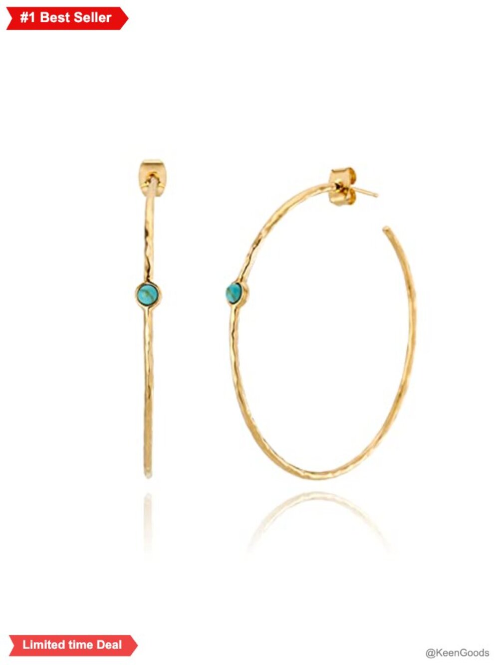 14k gold plated Dainty Hoop Earrings Simulated Blue Turquoise